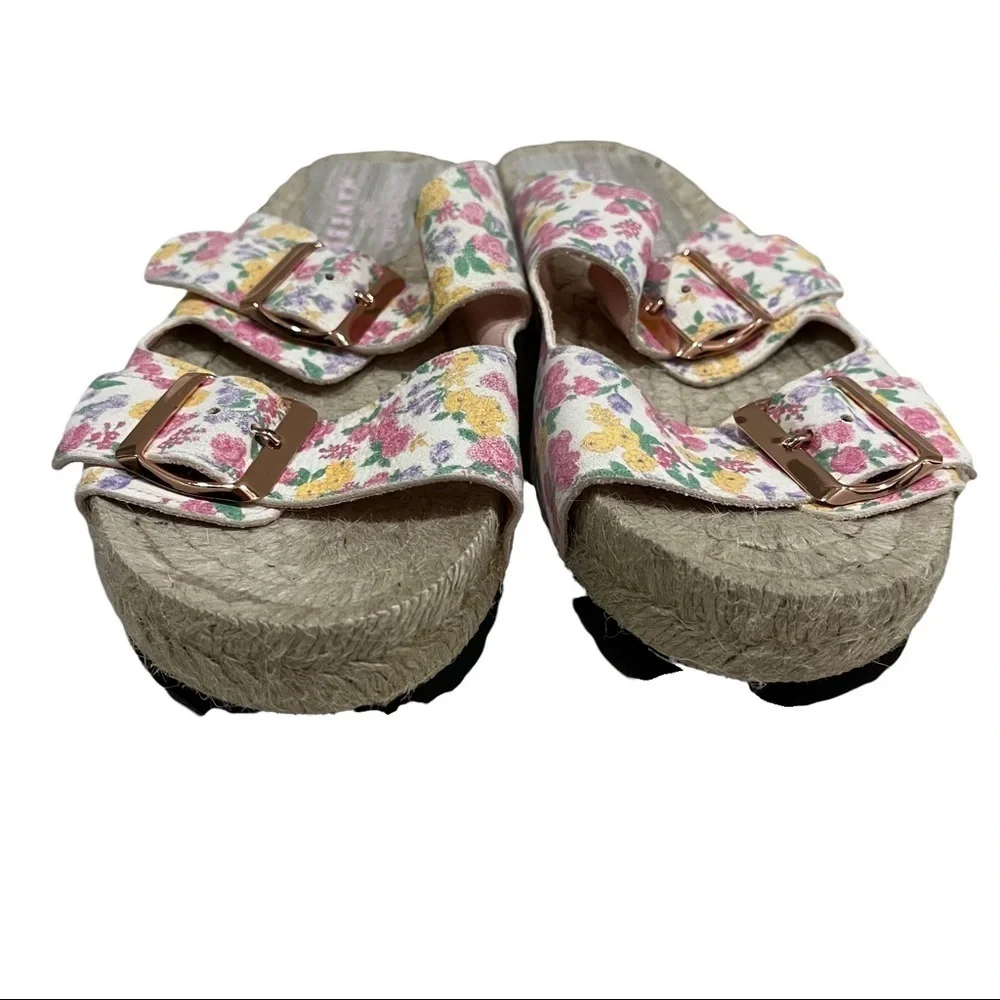 Manebi x LoveShackFancy Size 36 Floral Slide Platform Sandals Buckle